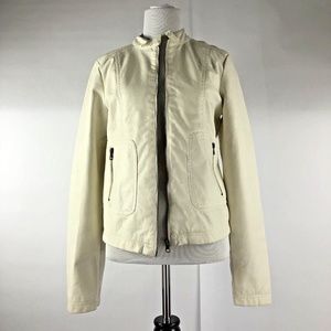 Discovery Size M White Faux Leather Jacket